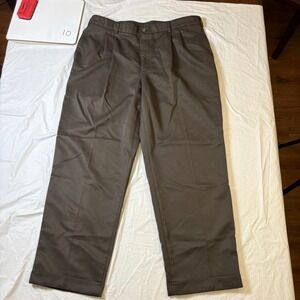 Savane Mens Pleated Micro‎ Denier Polyester Dress Pants 38x30 Brown Silkworks